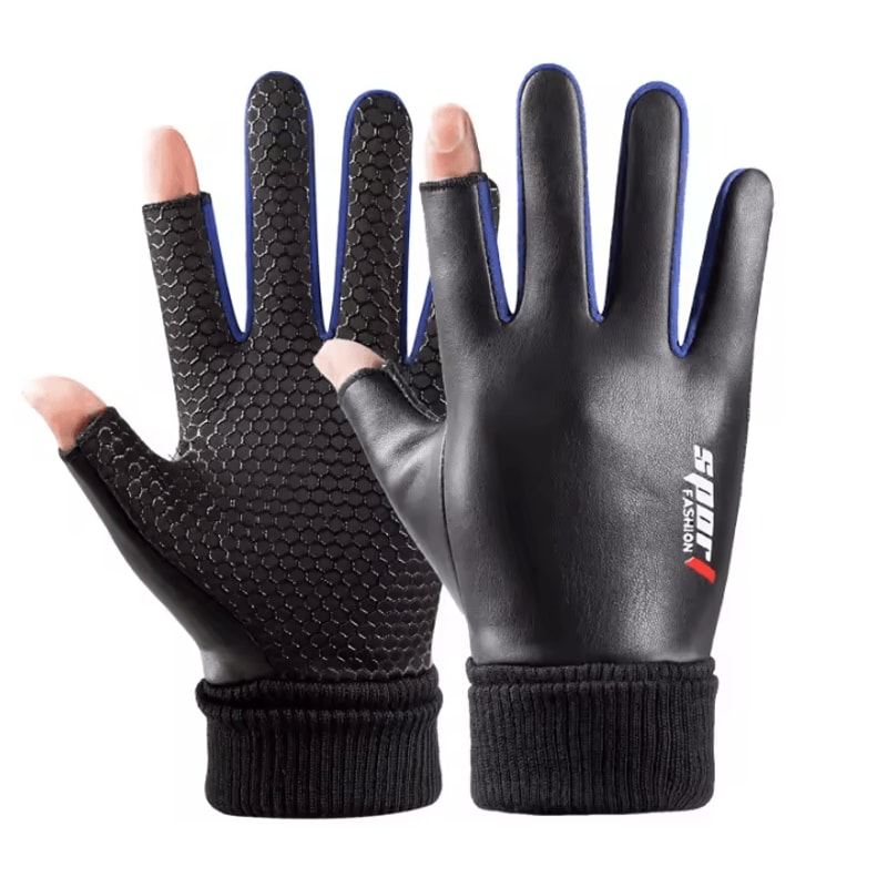 GripFlex PU Leather Fingerless Cycling Gloves Waterproof Windproof Thermal Riding Gloves 5