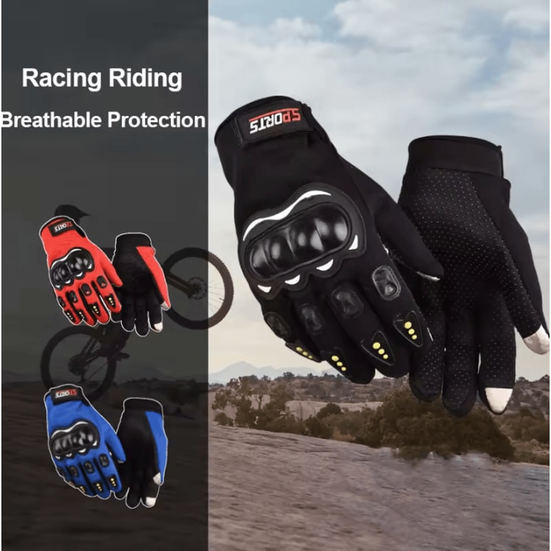 ArmorGrip Pro Knuckle Protection Motorcycle Gloves Touchscreen Breathable MTB Riding Gloves 0