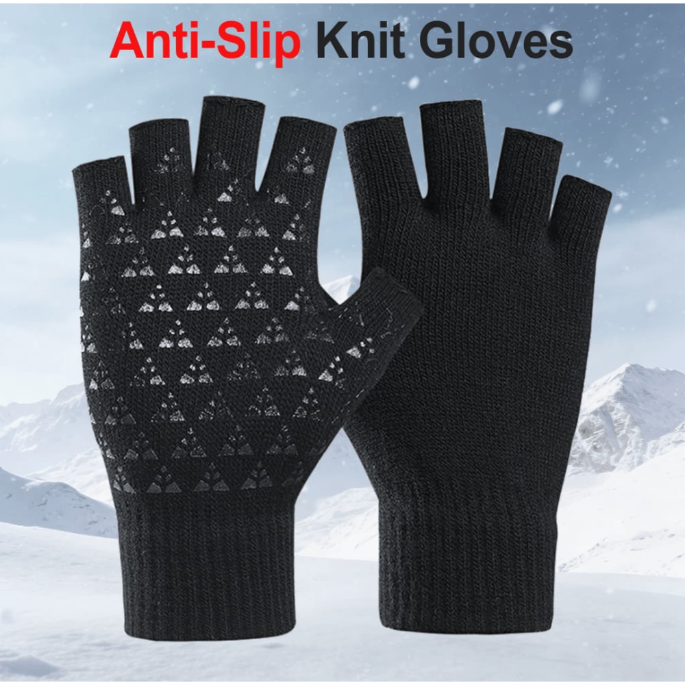 FlexGrip Knit Fingerless Winter Gloves Soft AntiSlip Typing Everyday Gloves 0