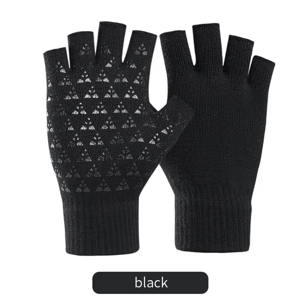 FlexGrip Knit Fingerless Winter Gloves Soft AntiSlip Typing Everyday Gloves 3