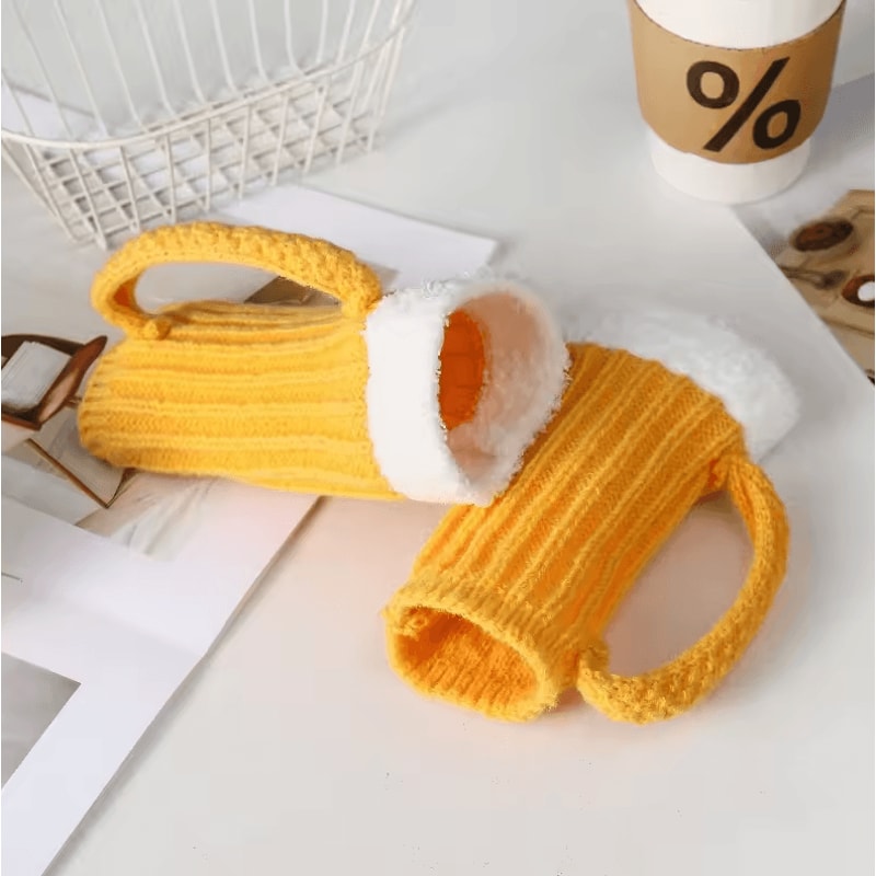 BrewWarm Novelty Beer Mug Fingerless Gloves Fun Knitted Winter Party Gloves 2