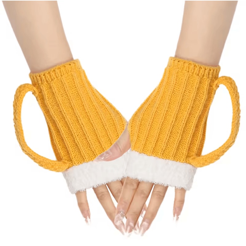 BrewWarm Novelty Beer Mug Fingerless Gloves Fun Knitted Winter Party Gloves 4