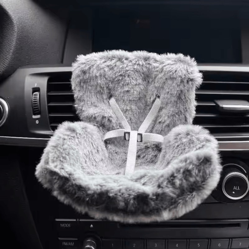 Kawaii Labubu Plush Doll Car Seat Mini Vent Clip Safety Chair For Cute Car Decor 4