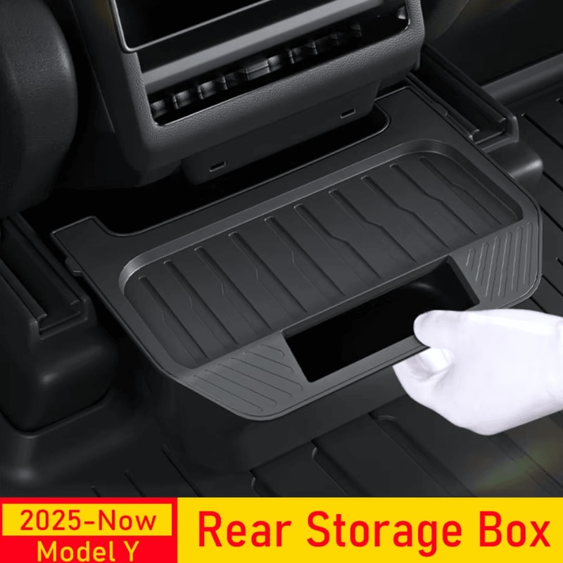 Tesla Model Y Rear Seat Storage Organizer Trash Bin Hidden Backseat Console Box For 20252026 Juni 0