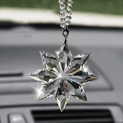 crystal snowflake car pendant sun catcher – elegant hanging ornament for interior sparkle