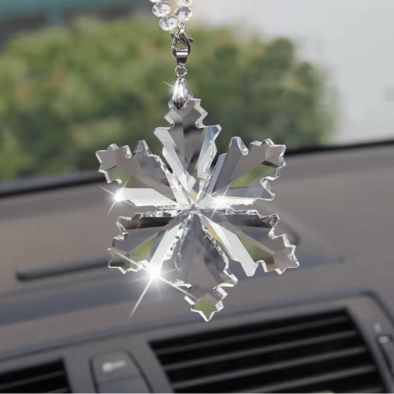 Crystal Snowflake Car Pendant Sun Catcher Elegant Hanging Ornament For Interior Sparkle 2