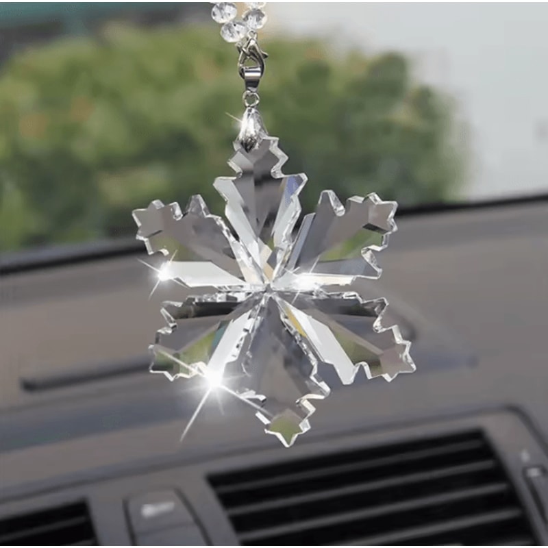Crystal Snowflake Car Pendant Sun Catcher Elegant Hanging Ornament For Interior Sparkle 3