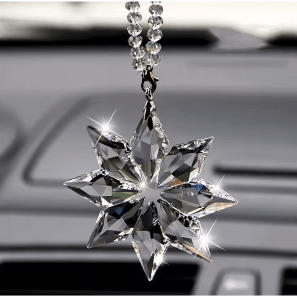 Crystal Snowflake Car Pendant Sun Catcher Elegant Hanging Ornament For Interior Sparkle 4