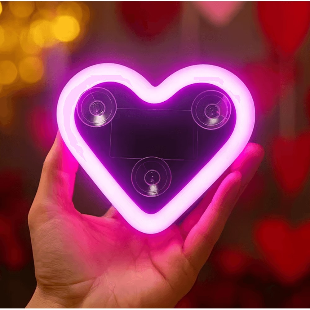 SolarPowered Heart Shape LED Car Ambient Light USB Rechargeable Romantic Decor 0