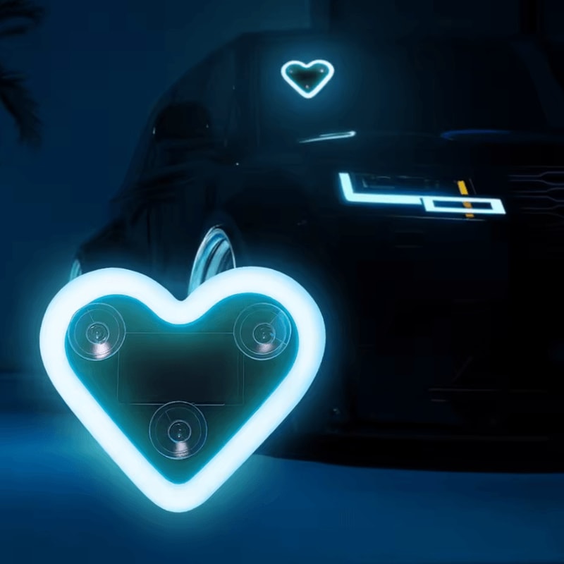 SolarPowered Heart Shape LED Car Ambient Light USB Rechargeable Romantic Decor 3