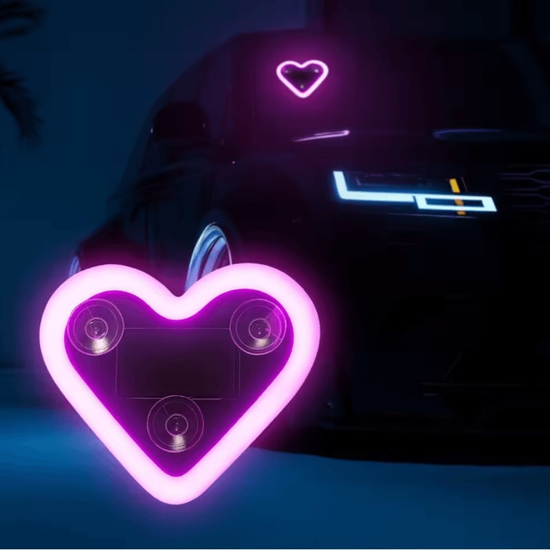 SolarPowered Heart Shape LED Car Ambient Light USB Rechargeable Romantic Decor 4