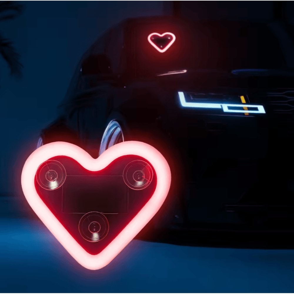 SolarPowered Heart Shape LED Car Ambient Light USB Rechargeable Romantic Decor 5