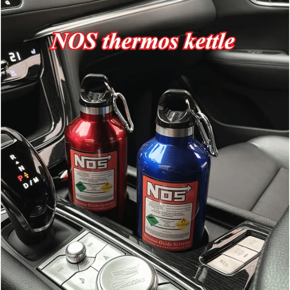 NOS Nitrogen Cylinder Stainless Steel Thermos Cup 500ML Car Interior Drink Bottle 0