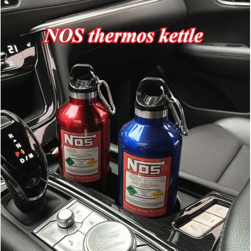 NOS Nitrogen Cylinder Stainless Steel Thermos Cup 500ML Car Interior Drink Bottle 0