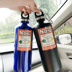 nos racing style stainless steel insulated thermos bottle
