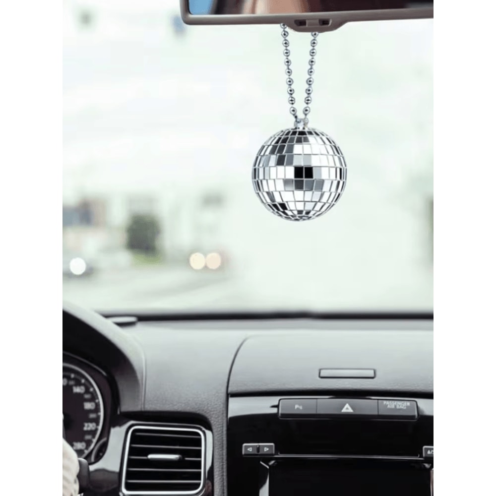 DiscoGlow Hanging Mirror Ball Car Ornament 0