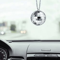 discoglow hanging mirror ball car ornament