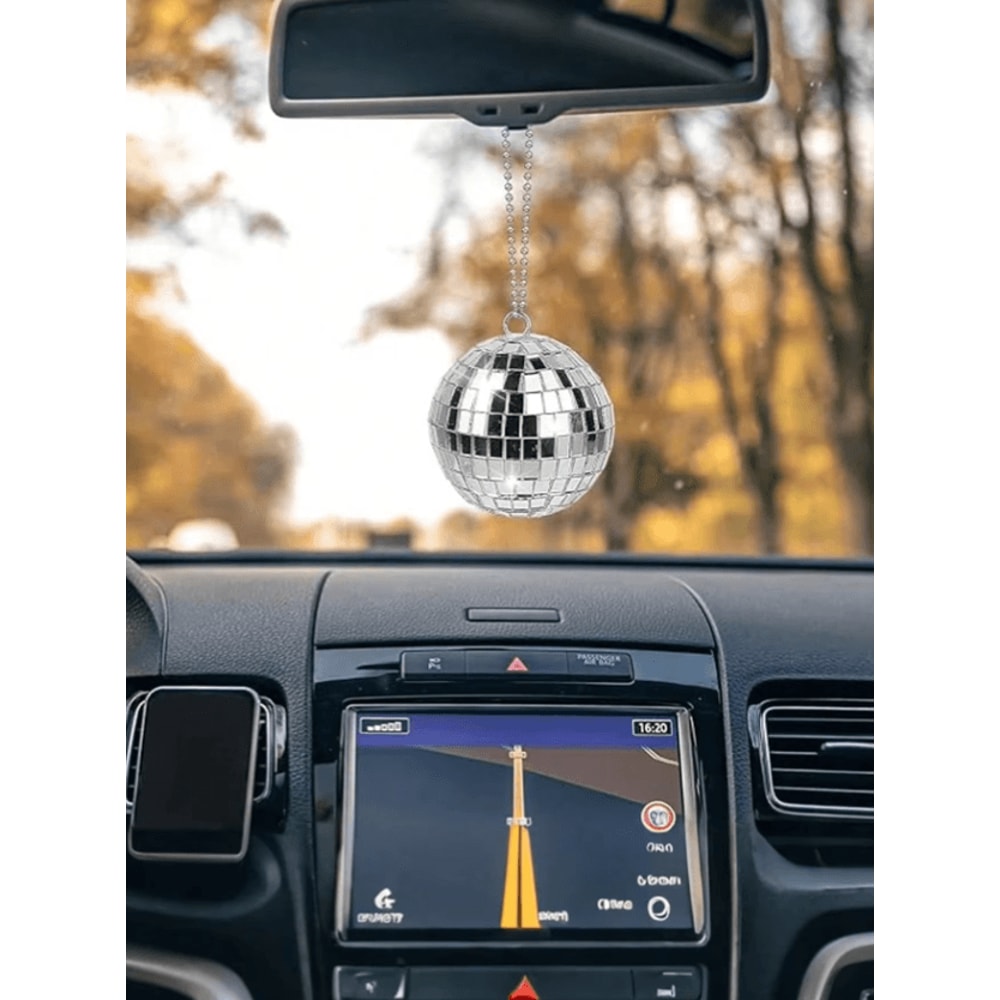 DiscoGlow Hanging Mirror Ball Car Ornament 1