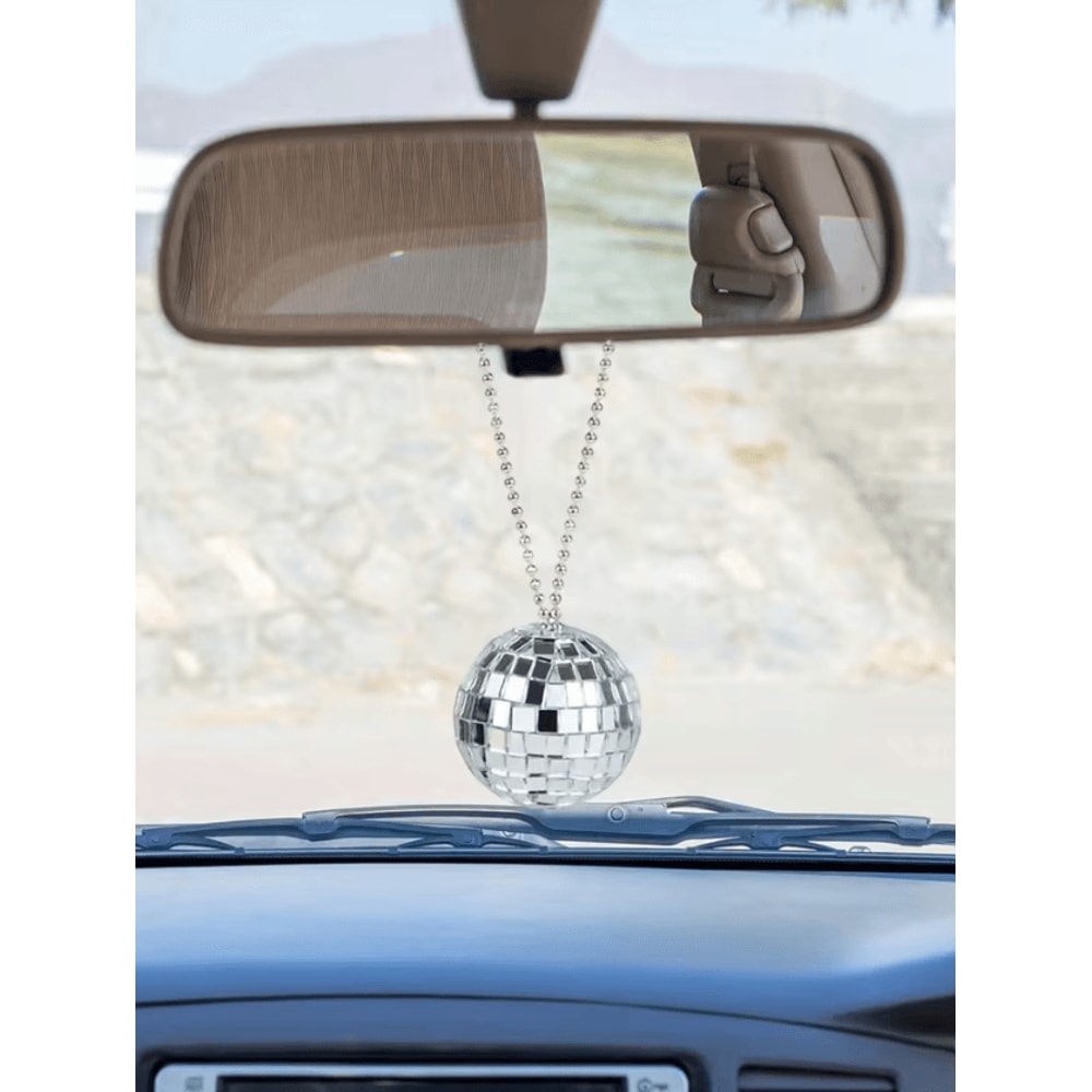 DiscoGlow Hanging Mirror Ball Car Ornament 2