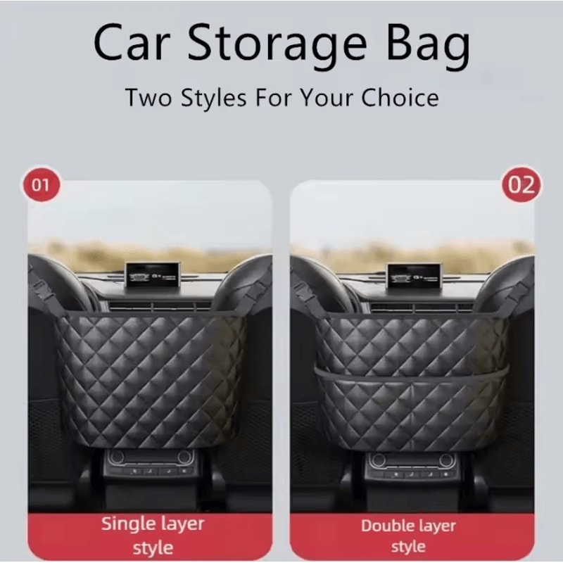 FlexCarry Leather Car Middle Seat Storage Net Organizer 0