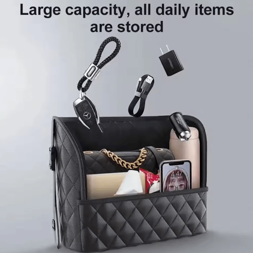 FlexCarry Leather Car Middle Seat Storage Net Organizer 2