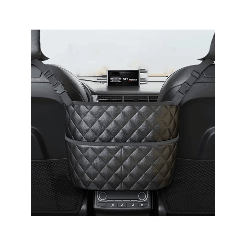 FlexCarry Leather Car Middle Seat Storage Net Organizer 3