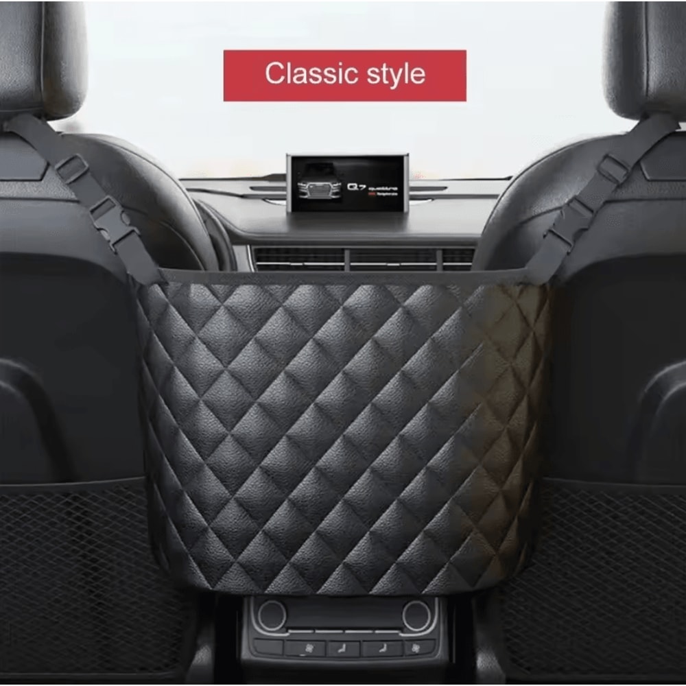 FlexCarry Leather Car Middle Seat Storage Net Organizer 4