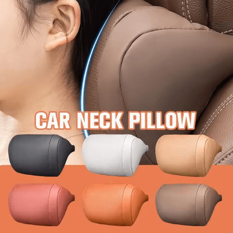 CloudLuxe Nappa Leather Car Neck Support Pillow 0