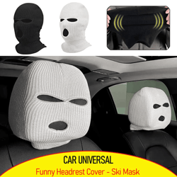 funny balaclava car headrest cover set for auto seat protection