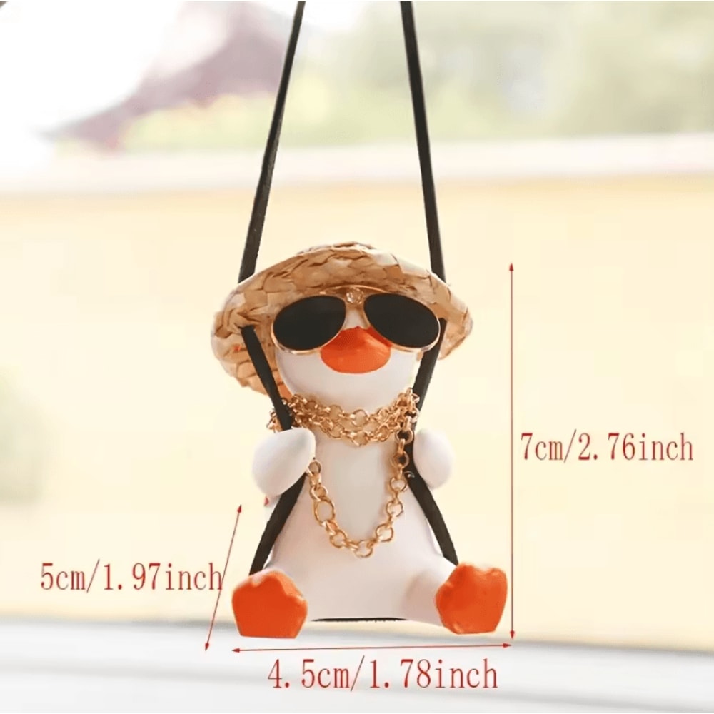 Cute Anime Swing Duck Rearview Mirror Car Pendant 1