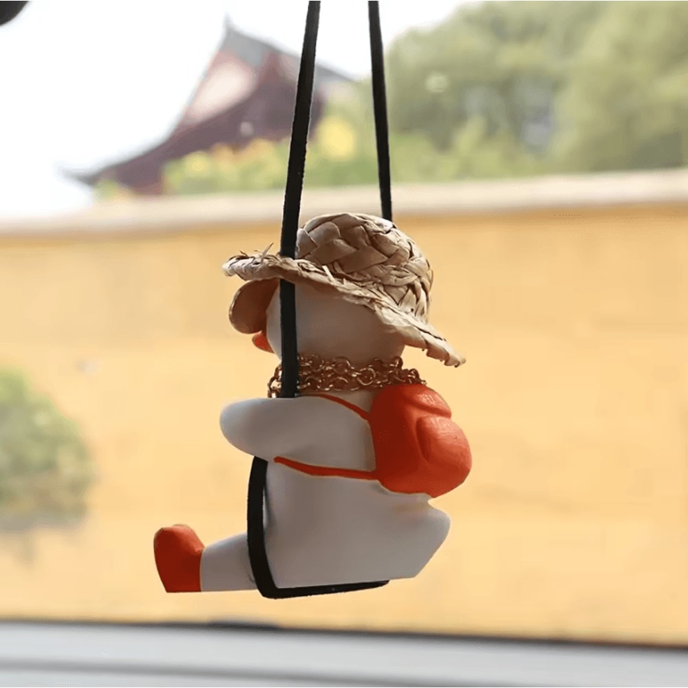 Cute Anime Swing Duck Rearview Mirror Car Pendant 3