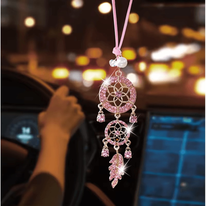 Crystal Flower Dreamcatcher Car Mirror Pendant 4
