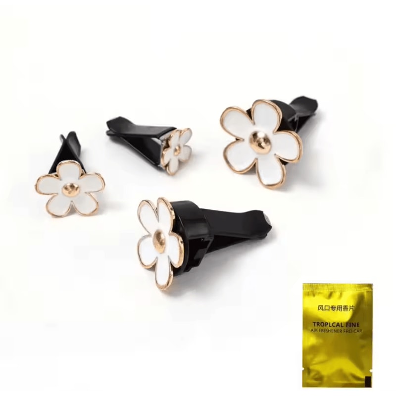 Cute Floral Car Air Vent Perfume Clip Set 4