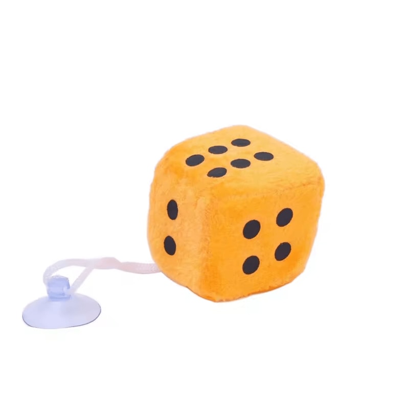 Retro Plush Fuzzy Dice Rearview Mirror Hanging Set 2
