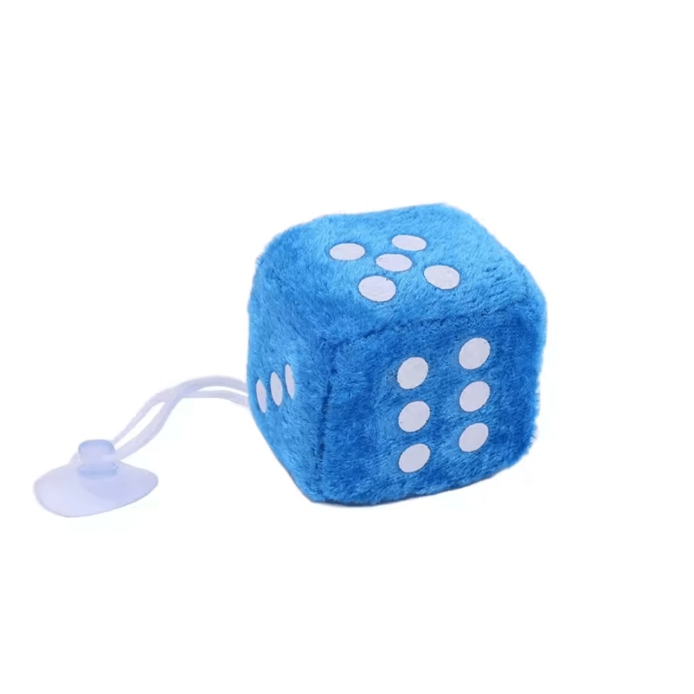 Retro Plush Fuzzy Dice Rearview Mirror Hanging Set 3