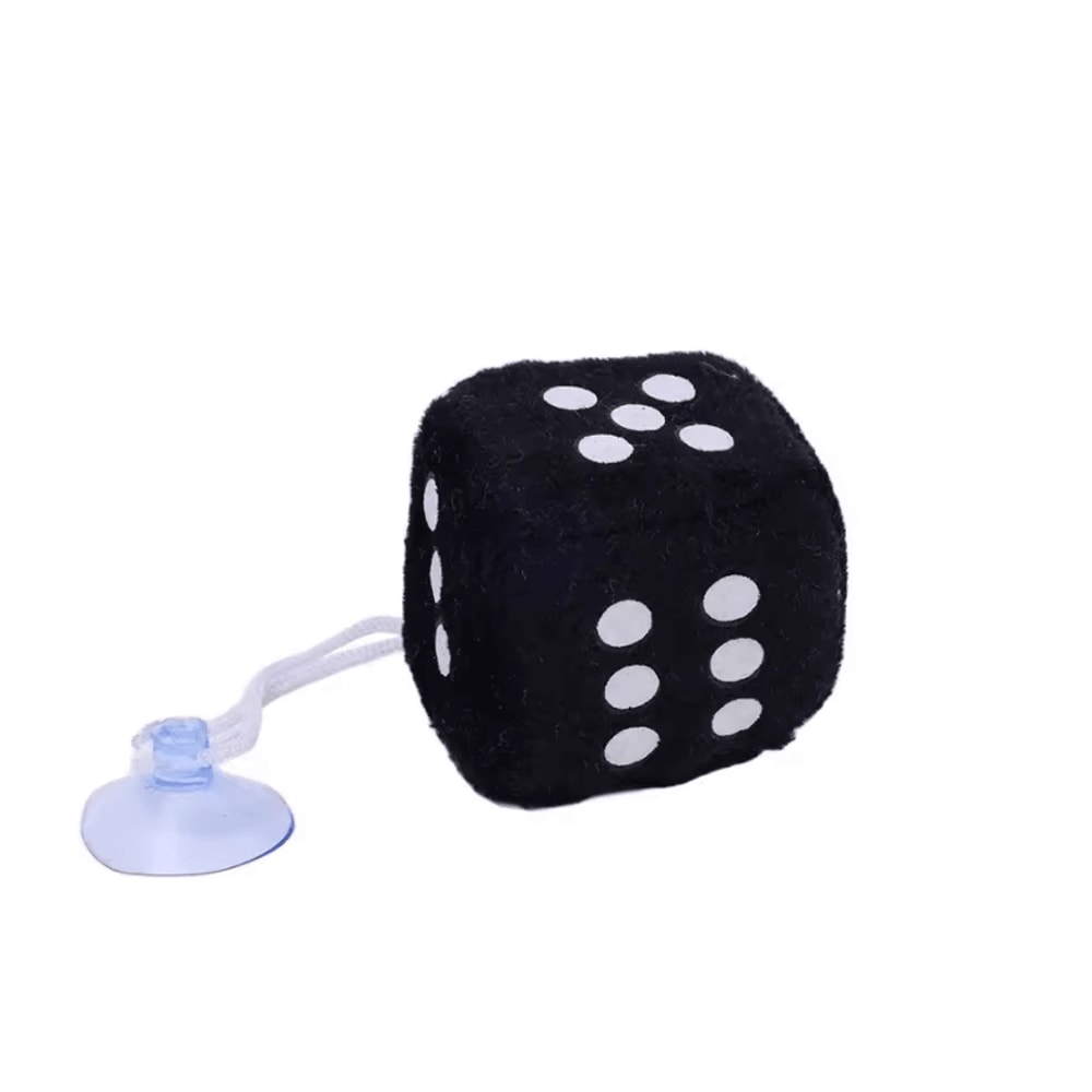 Retro Plush Fuzzy Dice Rearview Mirror Hanging Set 4