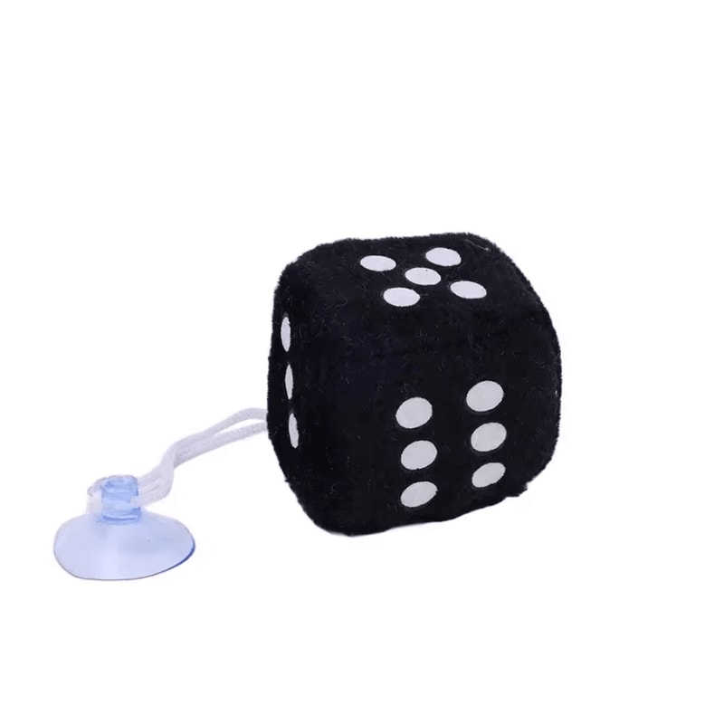Retro Plush Fuzzy Dice Rearview Mirror Hanging Set 4