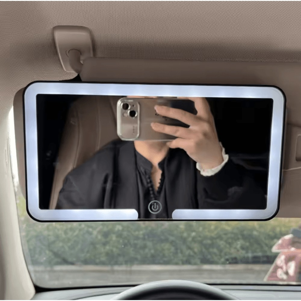 Rechargeable LED Car Vanity Mirror HD Sun Visor Makeup Mirror With Adjustable Fill Light 3