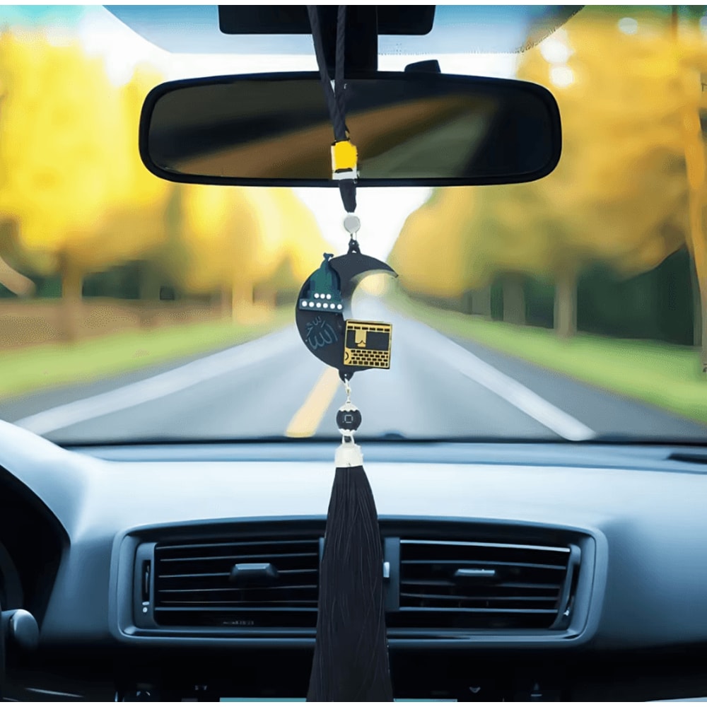 Islamic Rearview Mirror Hanging Ornament Elegant Muslim Tassel Car Pendant Decoration 2