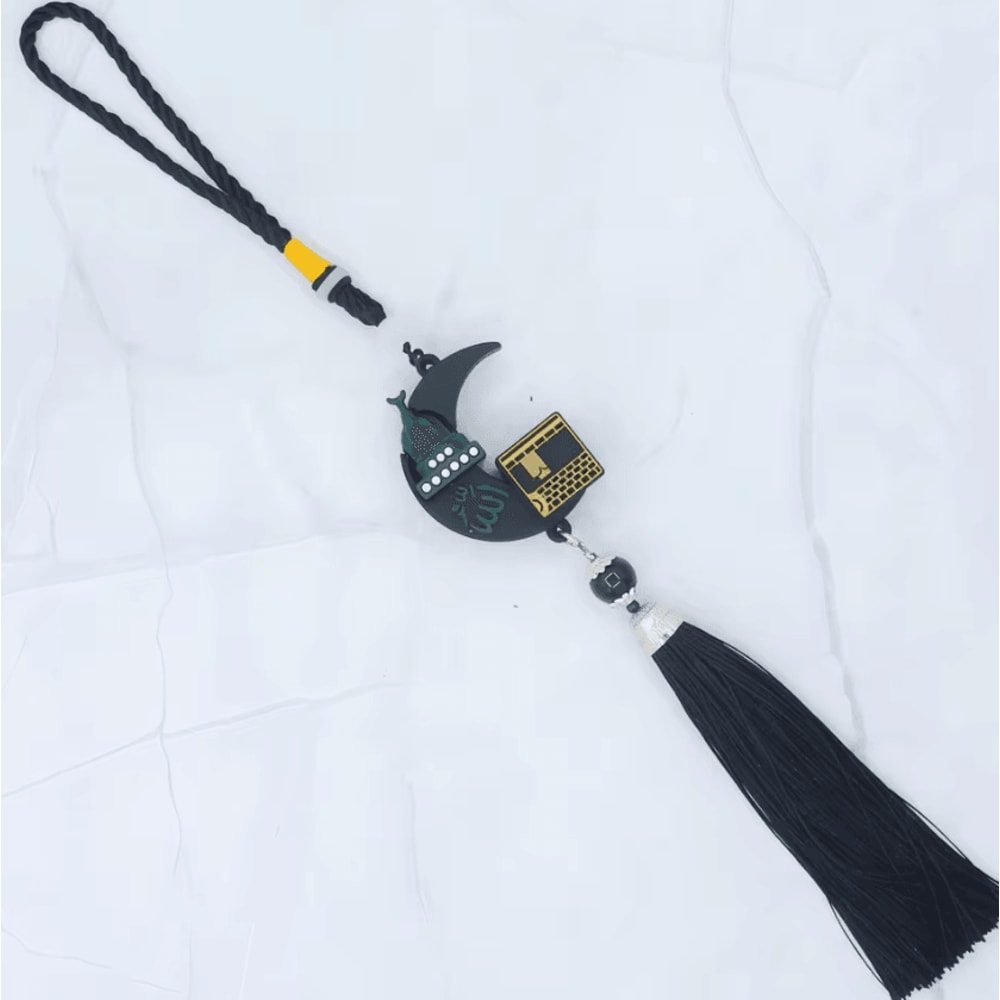 Islamic Rearview Mirror Hanging Ornament Elegant Muslim Tassel Car Pendant Decoration 4
