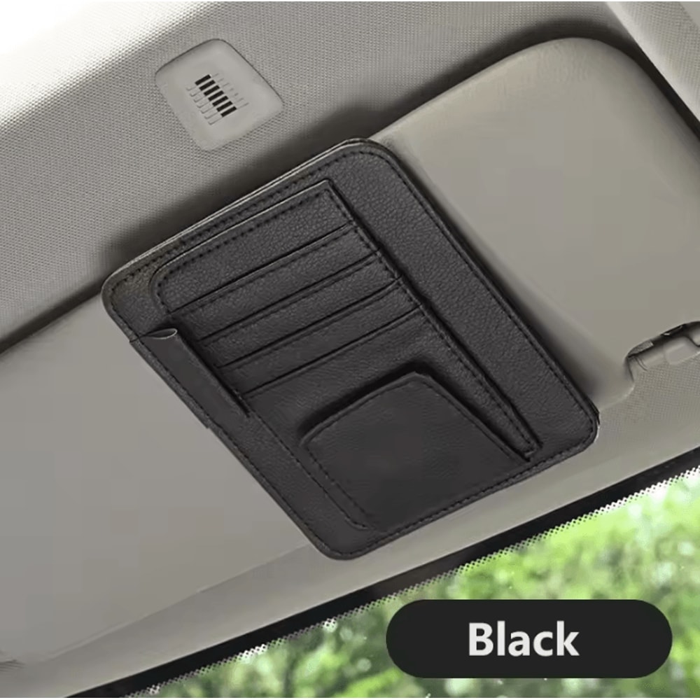 MultiFunction Car Sun Visor Organizer Clip Glasses Holder Card Cash Storage Bag 0