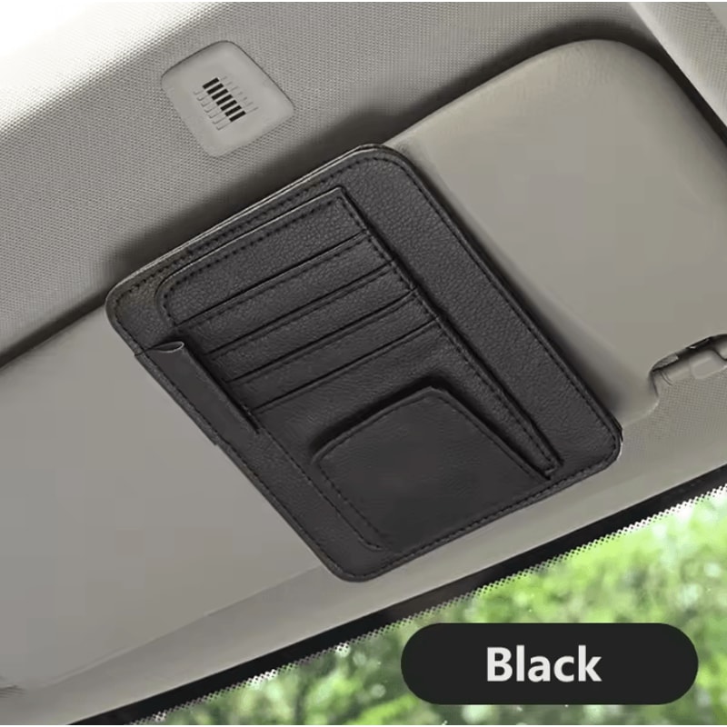 MultiFunction Car Sun Visor Organizer Clip Glasses Holder Card Cash Storage Bag 0
