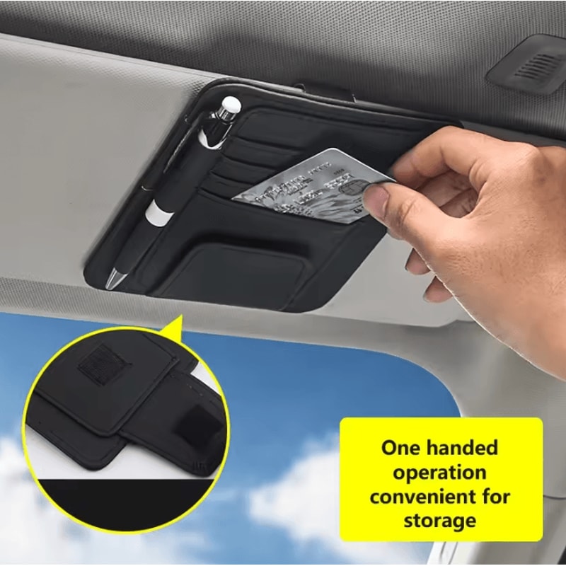 MultiFunction Car Sun Visor Organizer Clip Glasses Holder Card Cash Storage Bag 2