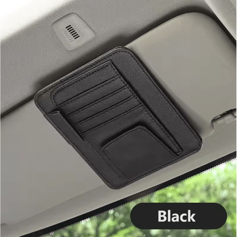 MultiFunction Car Sun Visor Organizer Clip Glasses Holder Card Cash Storage Bag 4