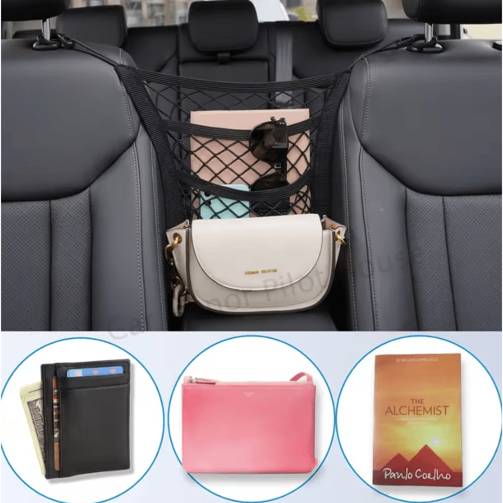 3Layer Car Mesh Organizer Net Seat Back Storage Barrier For Pets Kids Essentials 3