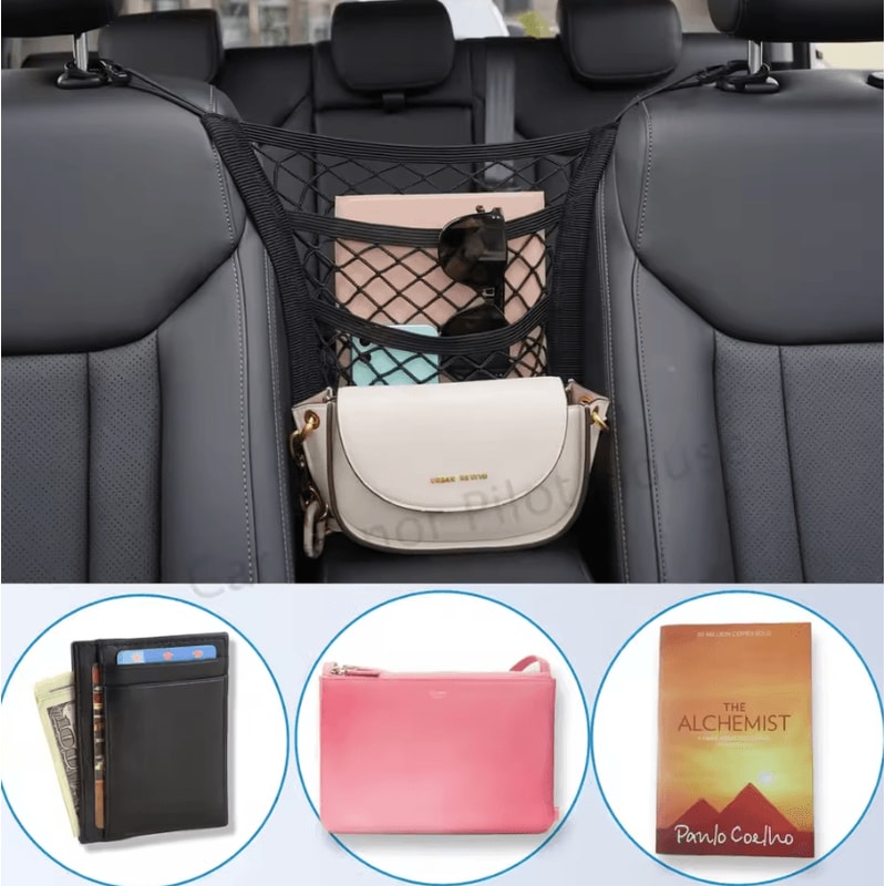 3Layer Car Mesh Organizer Net Seat Back Storage Barrier For Pets Kids Essentials 3