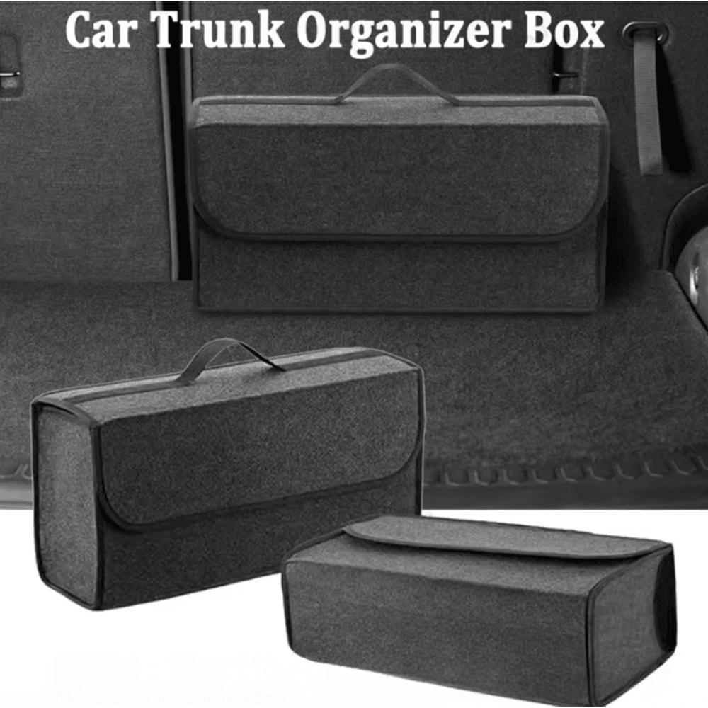 Portable Felt Car Trunk Organizer Box Large Capacity AntiSlip Storage Solution 0