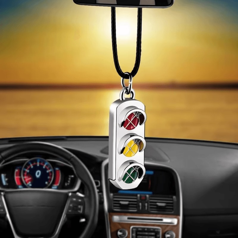 Traffic Light Car Mirror Hanging Ornament Retro Rearview Mirror Pendant Decoration 0