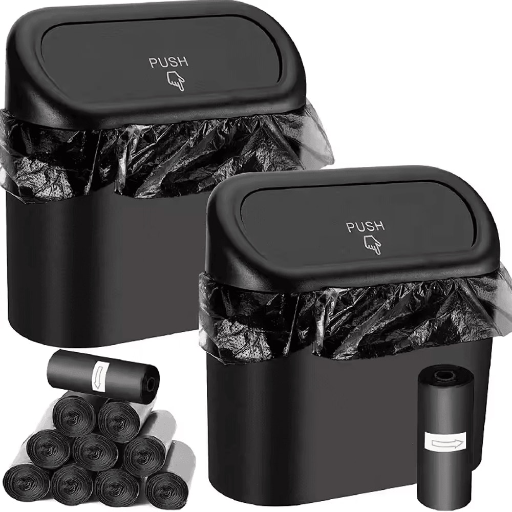 Universal Car Clamshell Trash Bin Hanging PressTop Vehicle Garbage Storage Box 0
