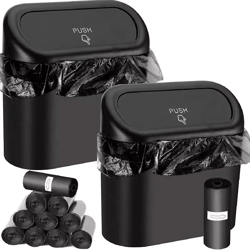 universal car clamshell trash bin – hanging press-top vehicle garbage storage box